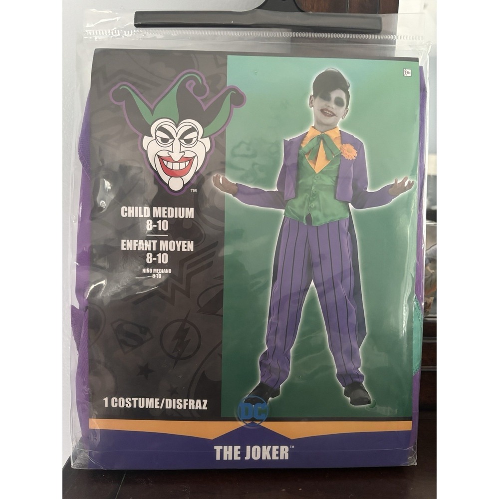 Brand New The Joker Child 2-piece Costume Medium (8-10) Vest/jacket And Pants